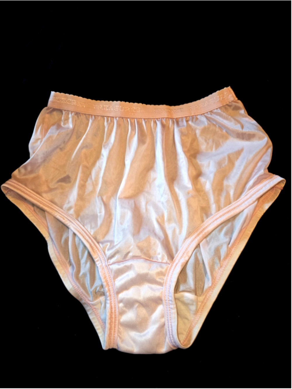 Vtg Secret Treasures Panties 7 pink Nylon High Waist Granny Silky Satin Sissy